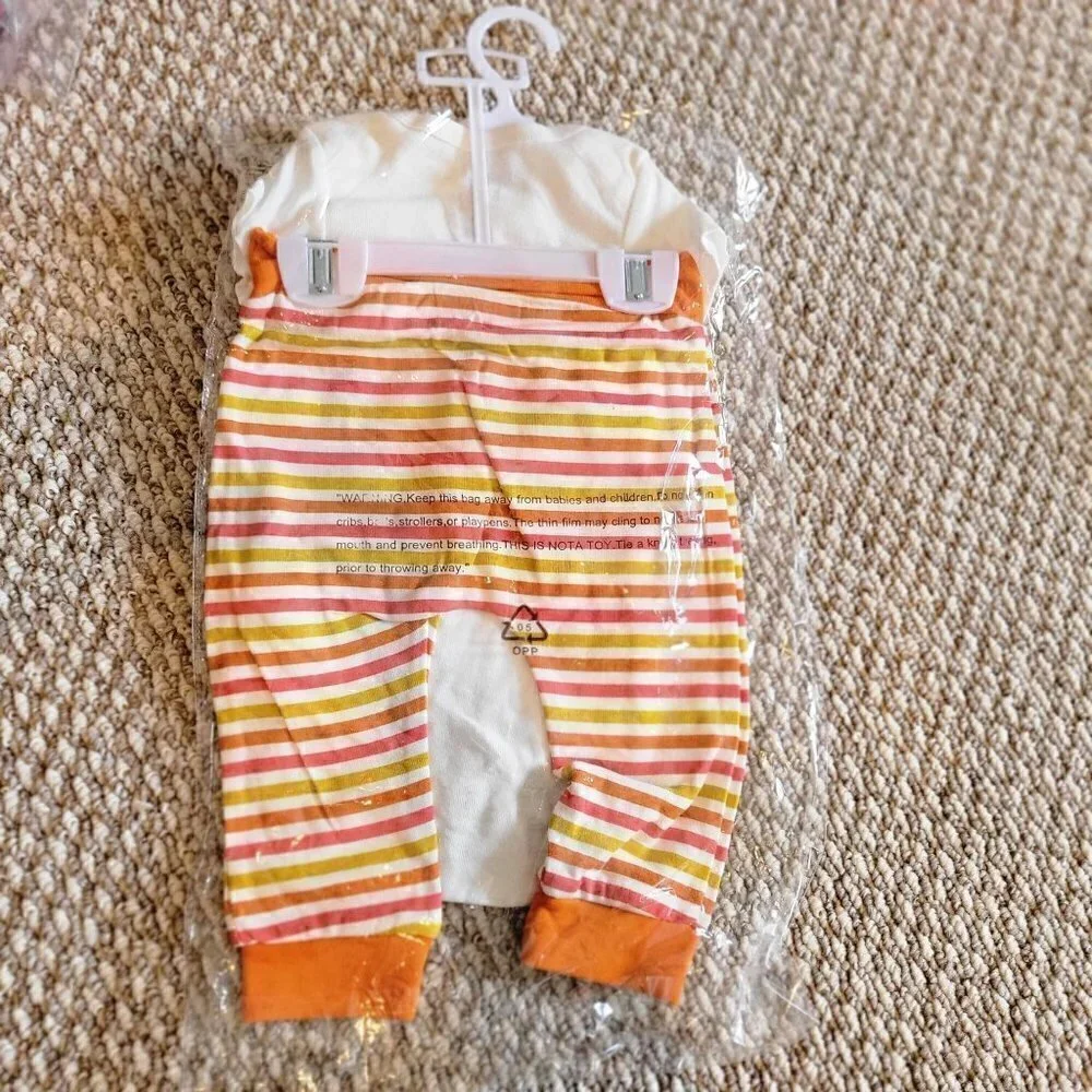 AE DUNN Pumpkin Spice Baby Infant Pant Set With Hat Baby Size 6-9M